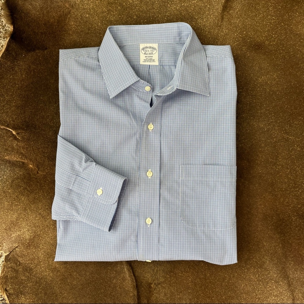 Brooker Brothers Regent Non Iron Gingham Plaid Button Down Shirt Men's